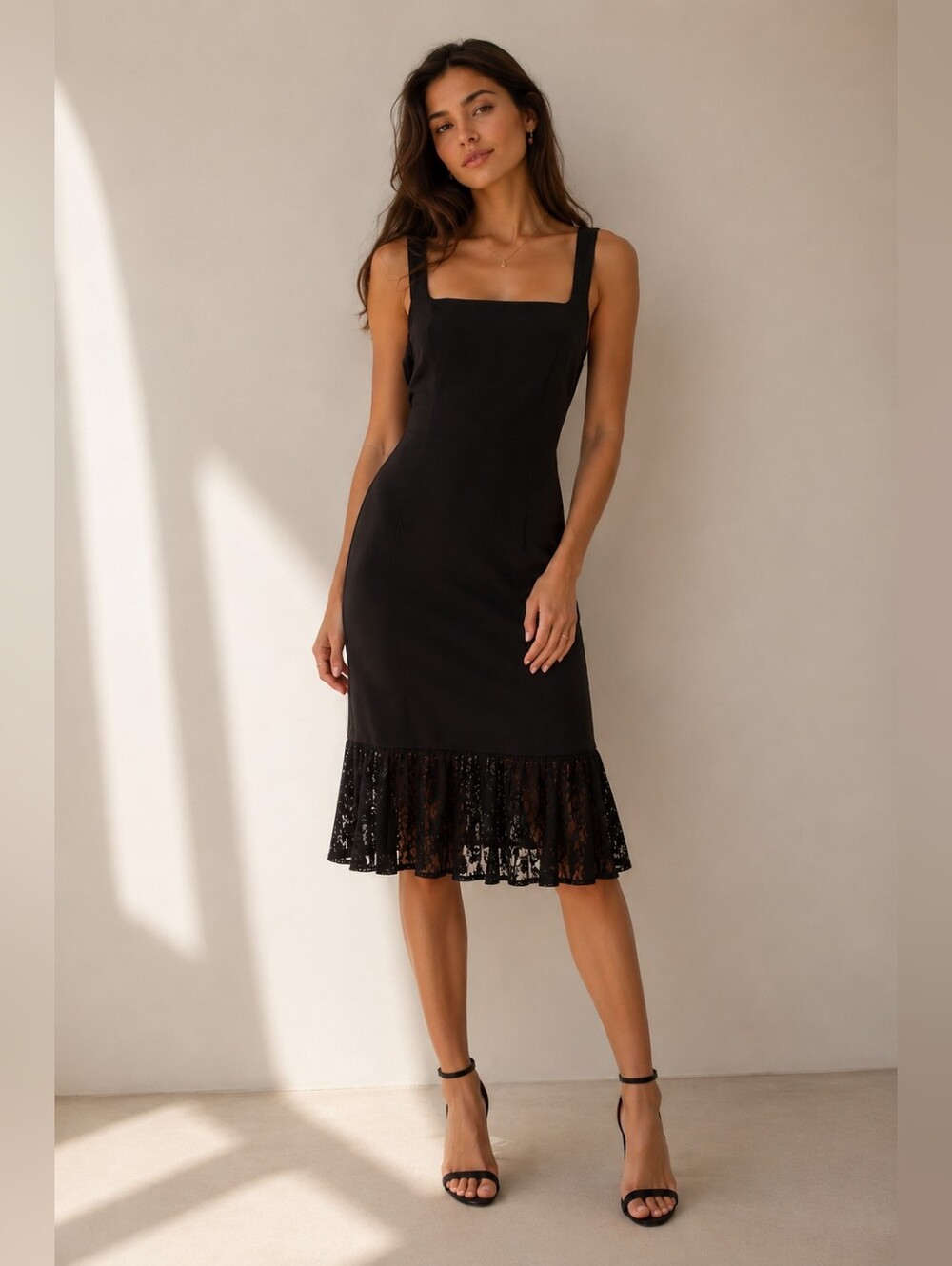 Black Halo Arabelle Black Lace Trim Dress Size 8